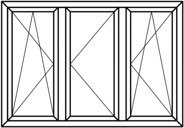 Оконный блок трехстворчатый схема