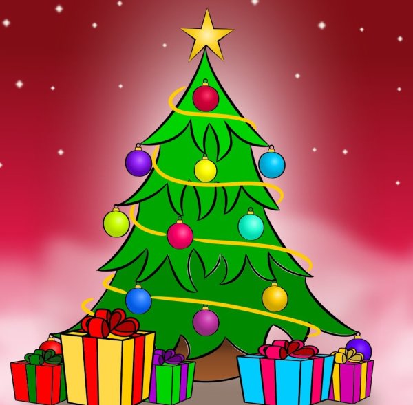 Нарисовать елку новогоднюю