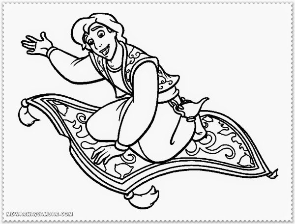 Алладин на ковре самолете раскраска