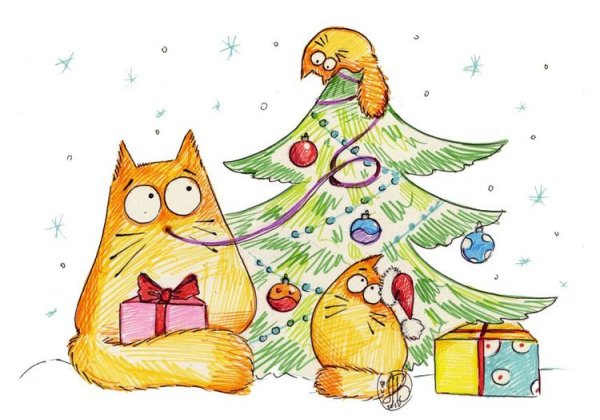 Котики Maria van Bruggen новогодние