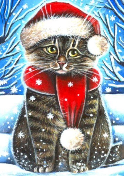 Новогодние коты живопись