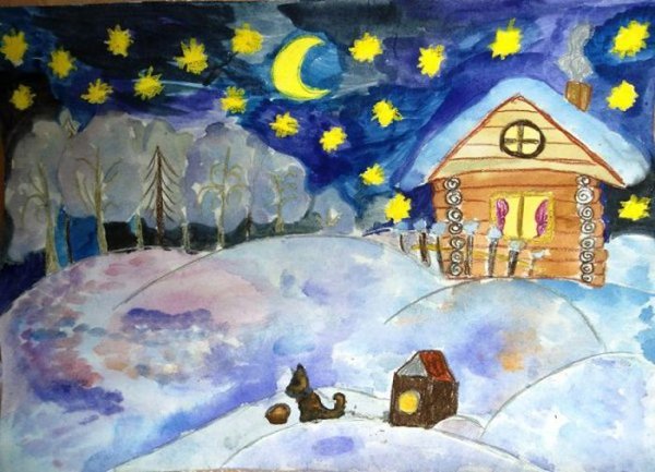 Зимний пейзаж рисунок