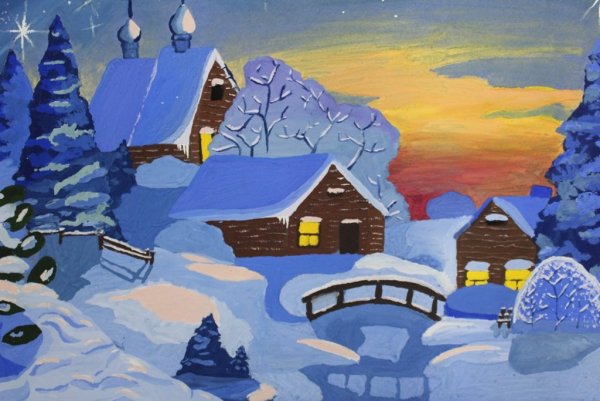 Художник Сергей Кольба зимний вечер
