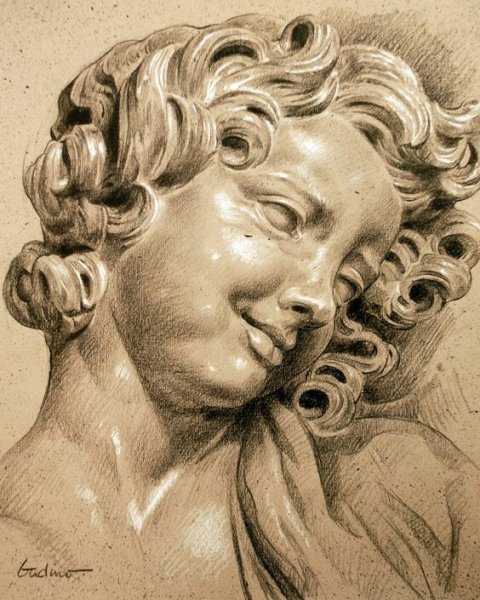 Портрет Нефертити карандашом