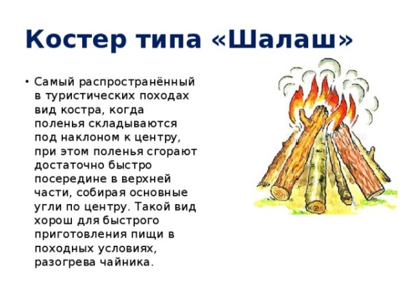 Костер шалаш предназначение