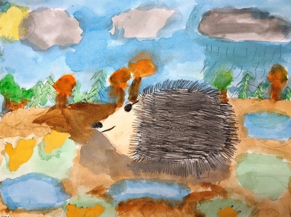 Ежик осень рисунок