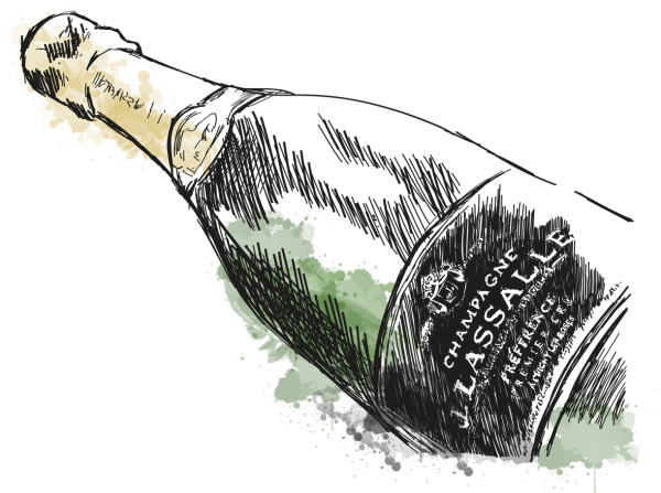 Нарисованная бутылка шампанского