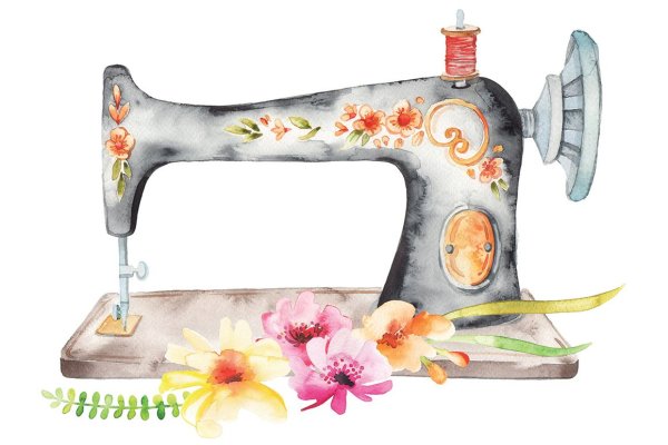 Швейная машинка на прозрачном фоне