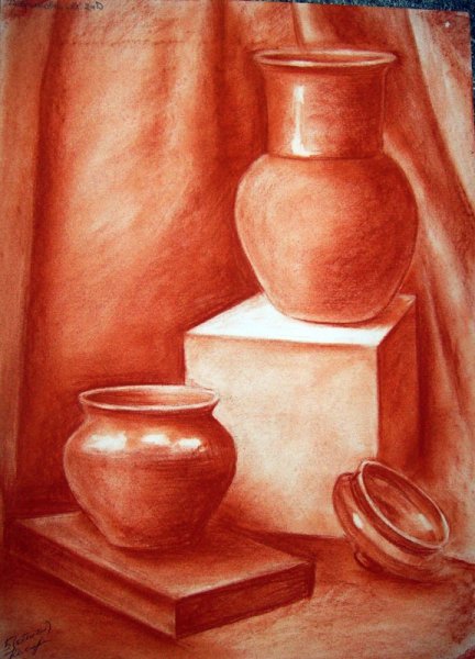 Натюрморт сангиной и сепией