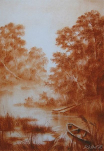 Сангина сепия уголь пейзаж