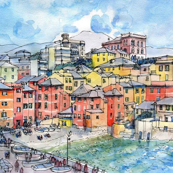 Италия скетчи акварель