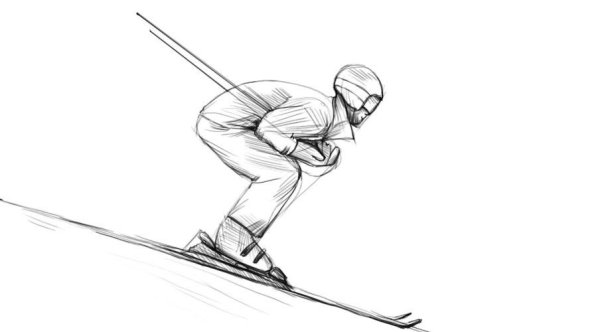 Лыжник рисунок