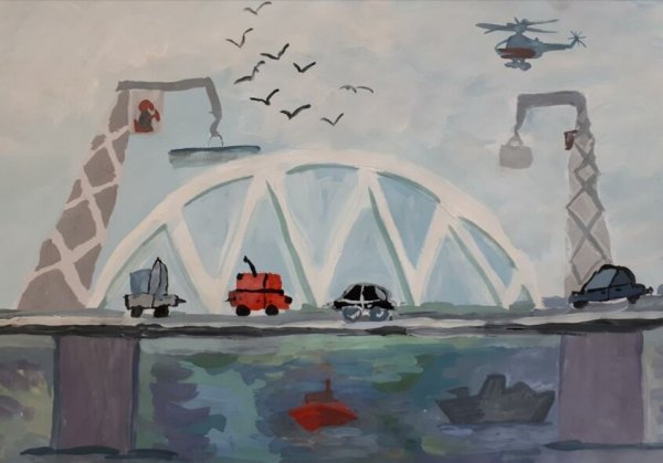 Крымский мост детский рисунок
