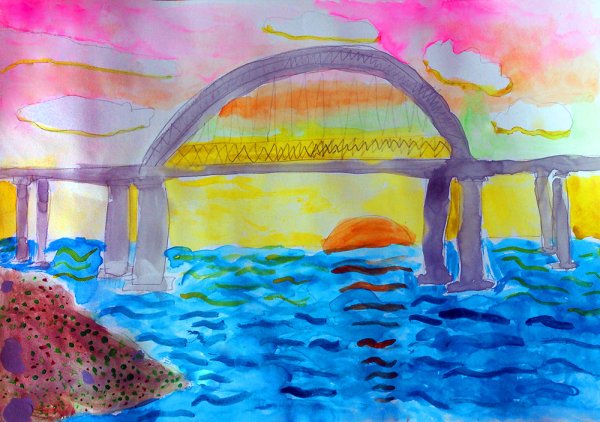 Крымский мост детский рисунок