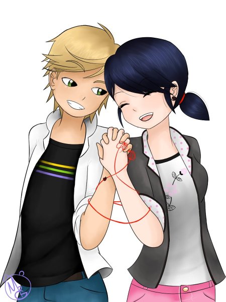 Маринетт и Эдриан в полный рост