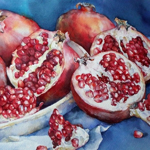 Гранат живопись акварелью