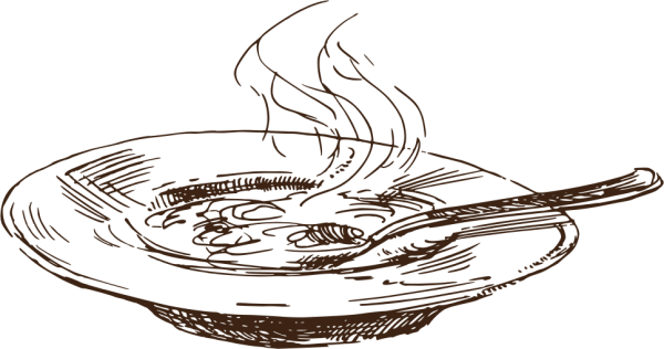 Тарелка с едой контур