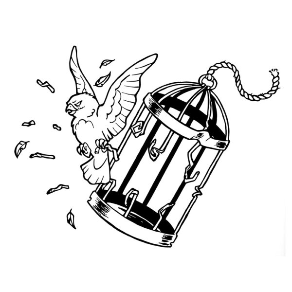 Птичка в клетке эскиз