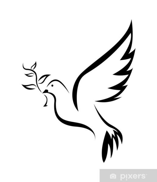 Силуэт голубя с веткой в клюве