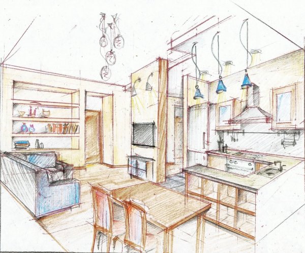 Кухня в перспективе
