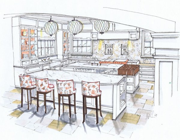 Кухню нарисовать цветную