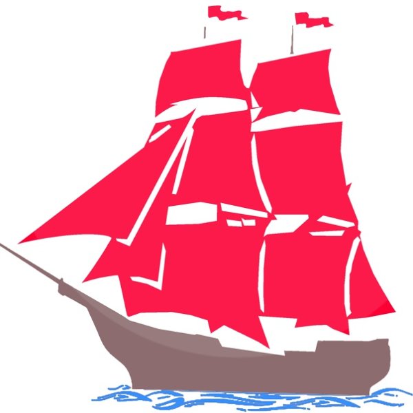 Корабль с алыми парусами без фона