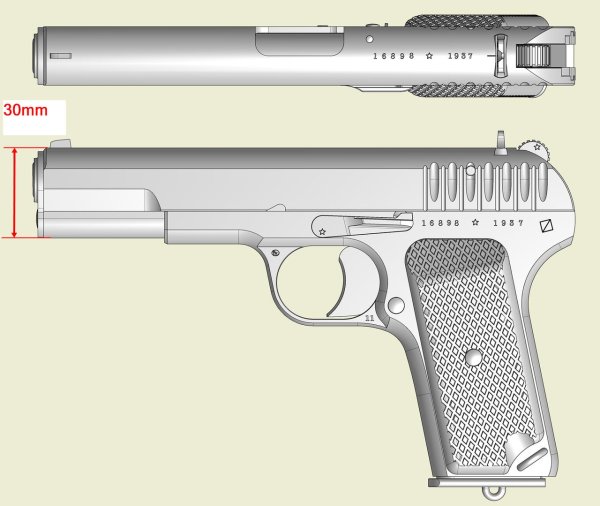 Пистолет ТТ чертежи с размерами