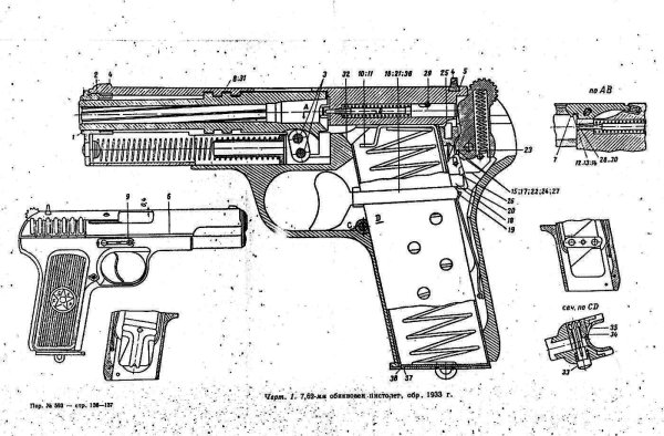 Пистолет ТТ чертеж