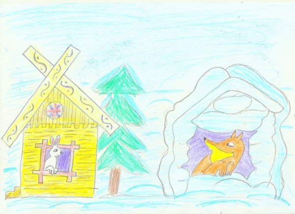 Рисование избушка Лубяная и Ледяная