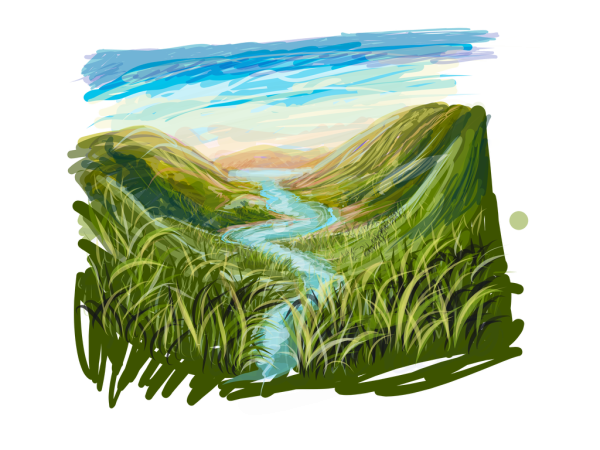 Река Енисей рисунок