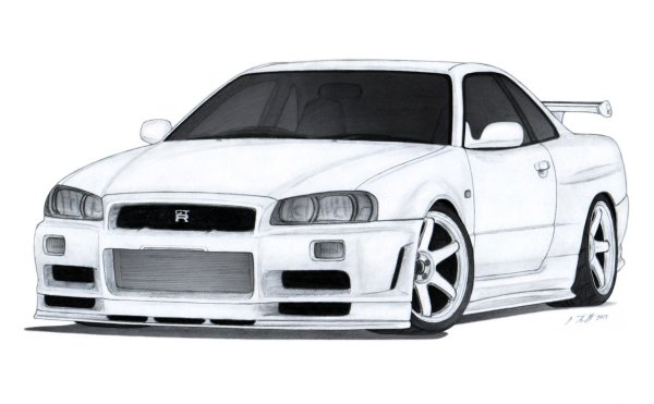 Nissan Skyline GTR r34 срисовывать