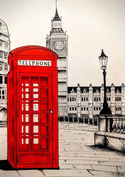 Англия Биг Бен рисунок