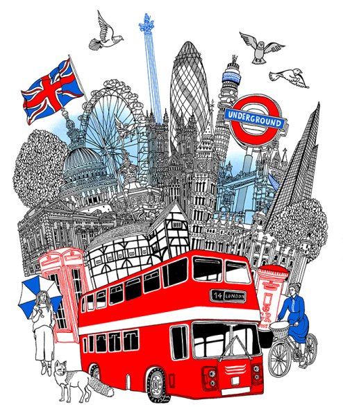 Биг-Бен Лондон акварель