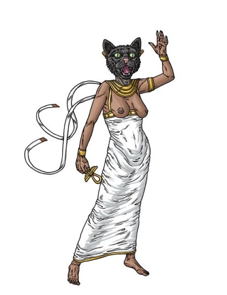 Богиня кошка Бастет рисунок