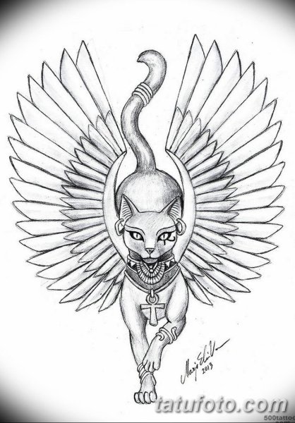 Богиня Бастет эскизы тату
