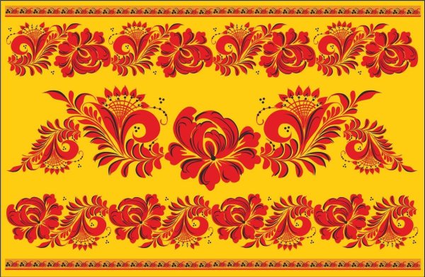 Хохломская роспись орнамент в полосе
