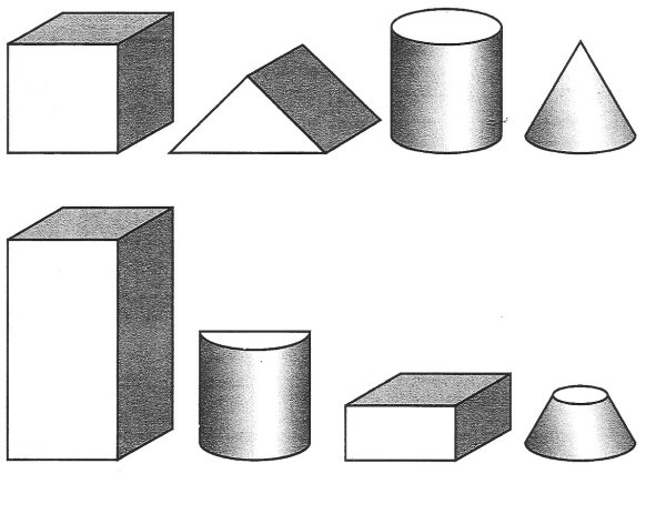 Кирпичик, брусок, пластина, Призма, цилиндр
