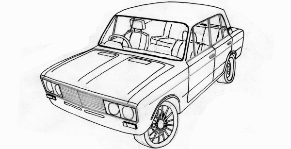 ВАЗ 2106 нарисовать спереди