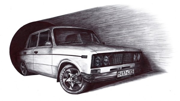 ВАЗ 2106 спереди карандашом