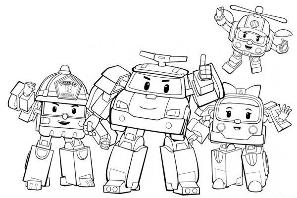 Раскраска Эмбер Робокар Поли