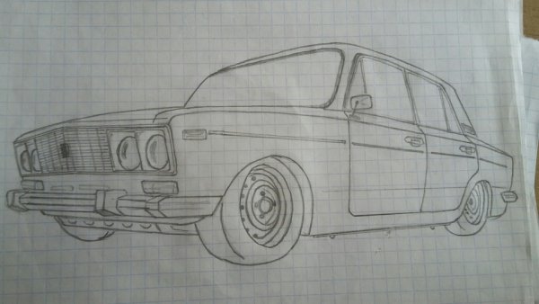 ВАЗ 2106 спереди карандашом легкий