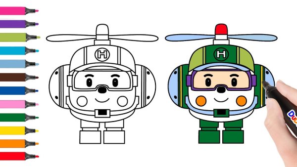 Поли Робокар Хелли рисунок