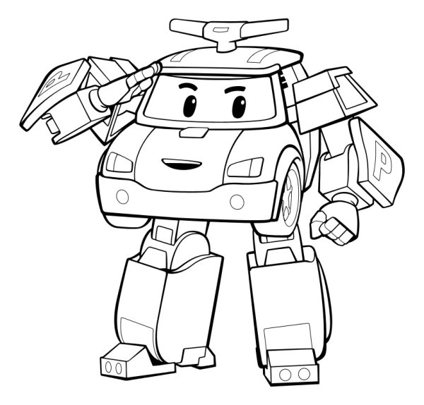 Раскраска спасатели Поли Робокар