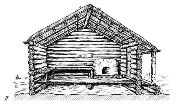 Русская изба рисунок карандашом