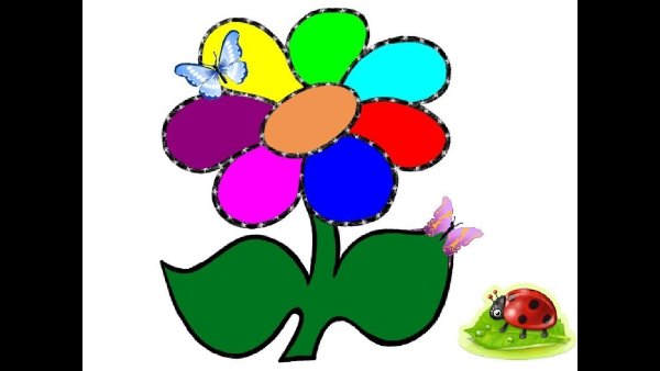 Цветик семицветик на белом фоне