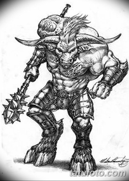 Минотавр рисунок карандашом легкий