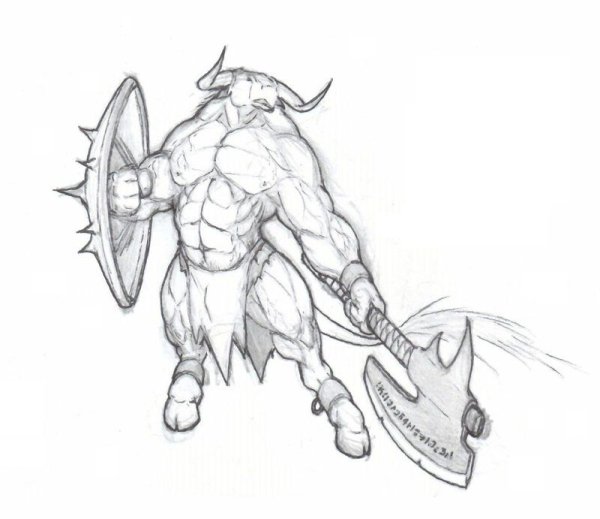 Минотавр эскиз тату