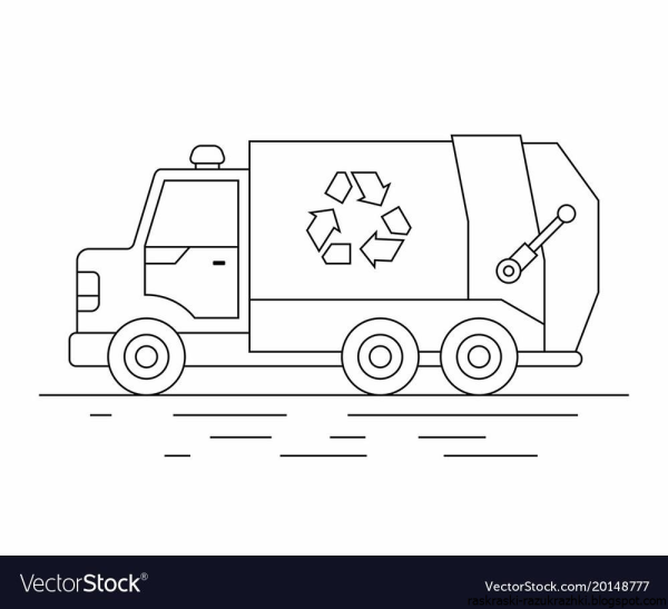 Мусоровоз раскраска для малышей