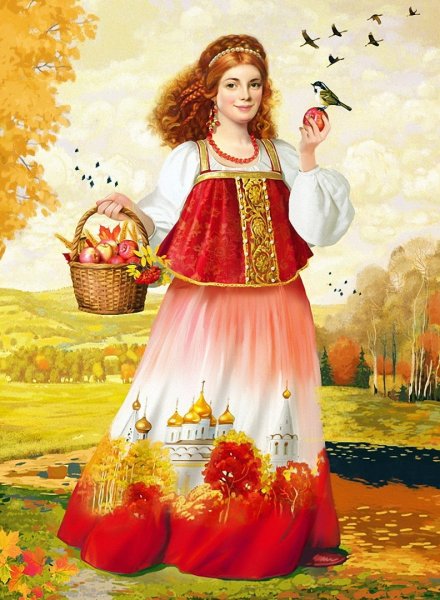 Нарисовать девушку осень