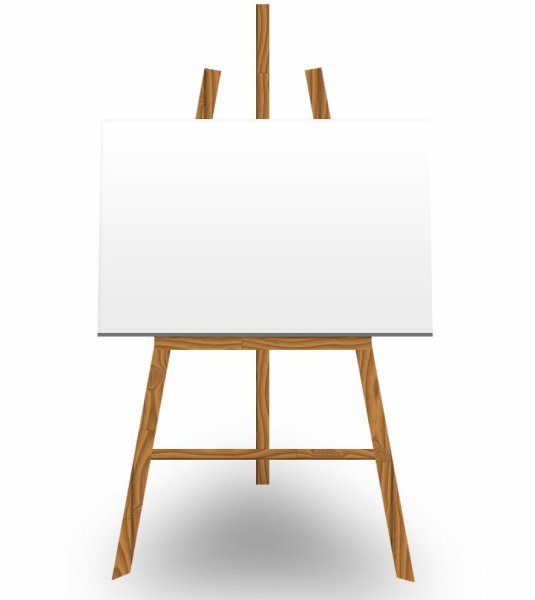 Мольберт на белом фоне сзади